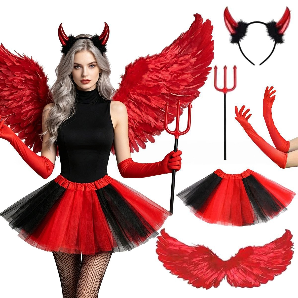 Halloween Cosplay Red Devil He - Women'S Red Accessories 评论和价格