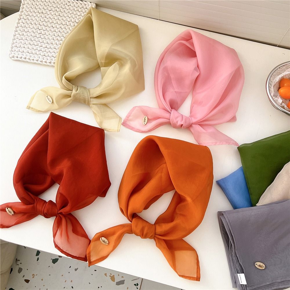 Retro Solid Color Small Square - Silk Scarf Square 评论和价格