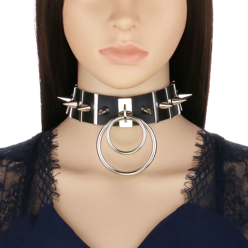 Big Spikes Choker Leather Coll - Women'S Emo Accessories 评论和价格