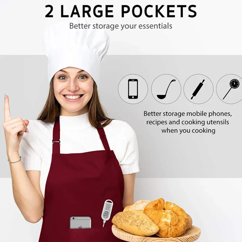 Apron Chef Hat Food Service Ki - Women Kitchen Accessories 评论和价格